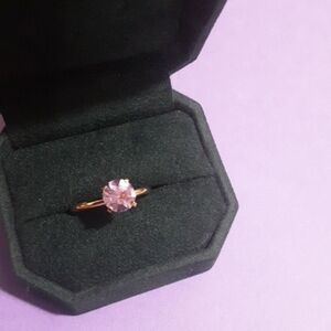 Elegant Amethyst And Gold Tone Sterling Silver Ring